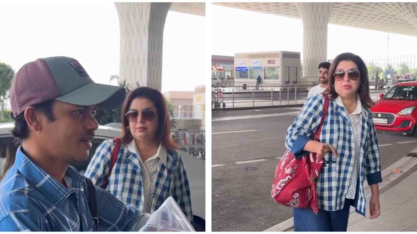 Farah Khan takes her cook Dilip on his first international flight; he distributes sweets to paparazzi at airport. Watch | Bollywood