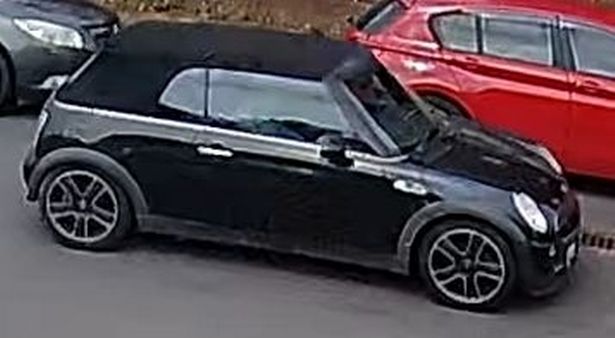 The black Mini Cooper believed to have been stolen from a property the previous day.
