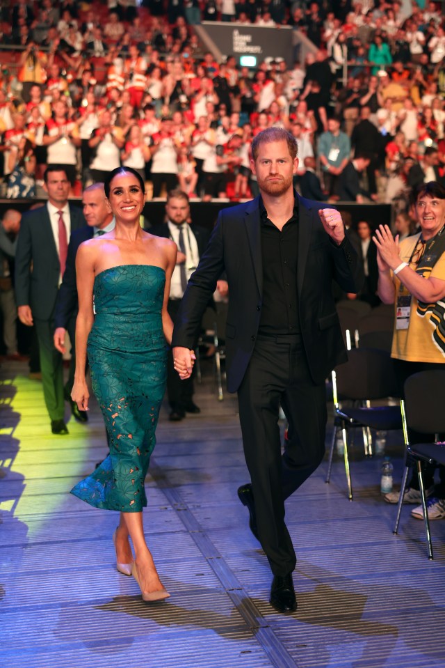Prince Harry and Meghan, Duchess of Sussex, at the Invictus Games Düsseldorf 2023 closing ceremony.