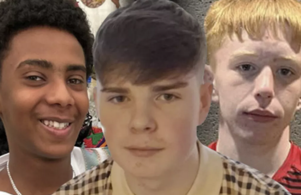Amen Teklay, left, Kayden Moy, middle, and Kory McCrimmon, right