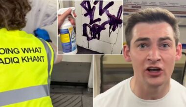 Tom Harwood takes matters into own hands on London Underground 'doing what Sadiq Khant' as he scrubs graffiti