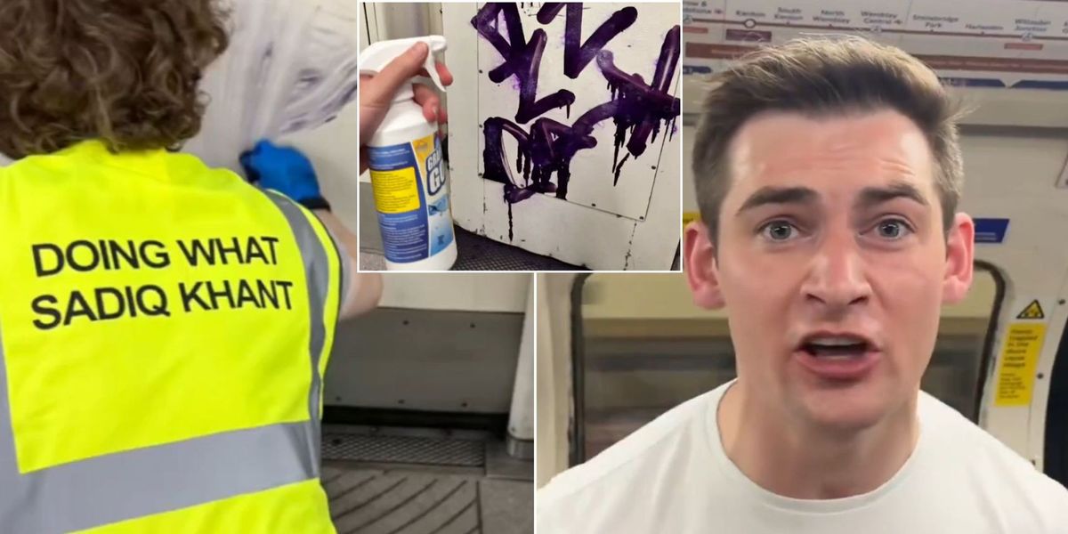Tom Harwood takes matters into own hands on London Underground 'doing what Sadiq Khant' as he scrubs graffiti