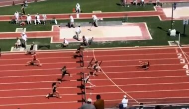 Video shows Oregon track star somersaulting over finish line