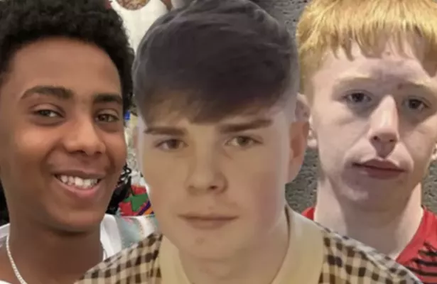 Amen Teklay, left, Kayden Moy, middle, and Kory McCrimmon, right