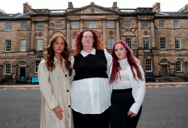 Vicky and Kaylynn Donald outside Bute House with reporter Ruth Suter, who has spearheaded the Our Kids ... Our Future campaign