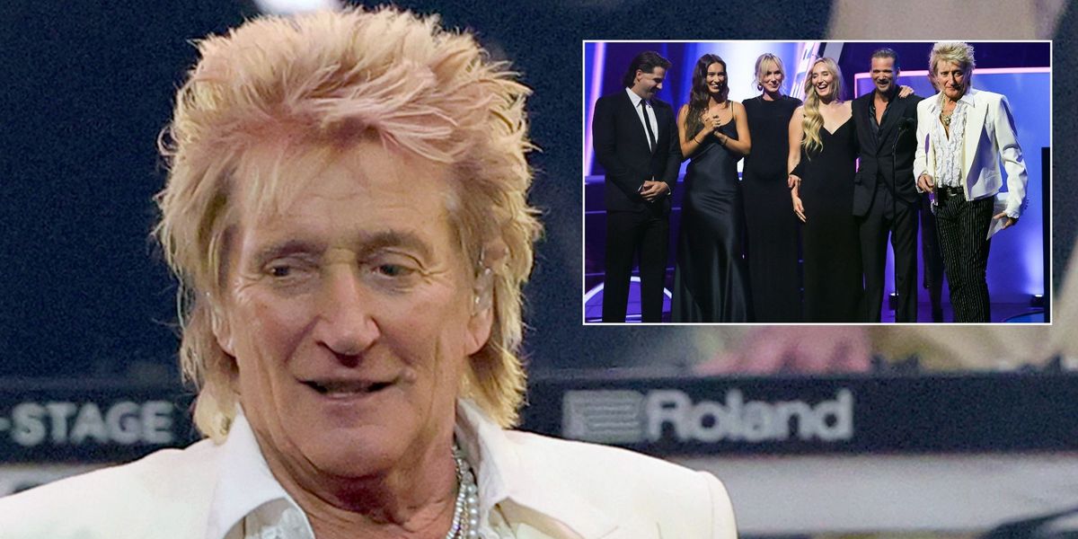 Sir Rod Stewart, 80, joined by children in rare public appearance after cancelling string of gigs due to illness