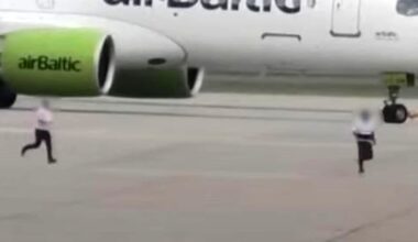 Shocking moment man is chased across taxiway at Heathrow Airport near moving aircraft before being arrested