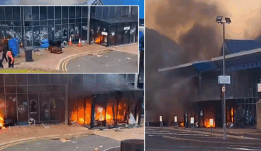 THIRD night of violence erupts as 'masked youths' smash windows and start fires at 'emergency rest centre' at Larne Leisure Centre