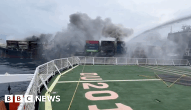 Officials race to tow burning ship away from India coast to prevent 'ecological disaster'