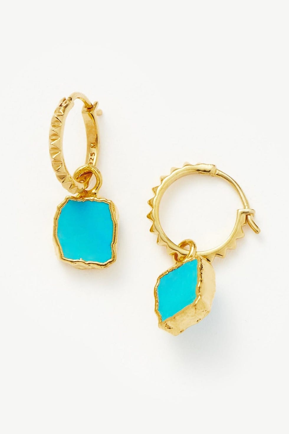 Mini Pyramid Charm Hoop Earrings