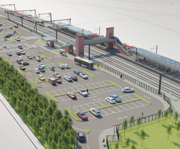 Artist impressions of a new railway station