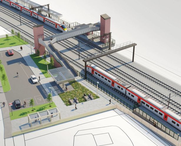 Artist impression of a railway station