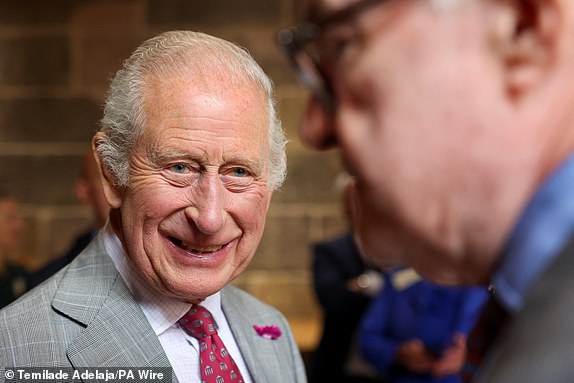 King Charles III joins a reception celebrating Lancashire and its communities during his visit to Lancaster Castle. Picture date: Monday June 9, 2025. PA Photo. See PA story ROYAL King. Photo credit should read: Temilade Adelaja/PA Wire