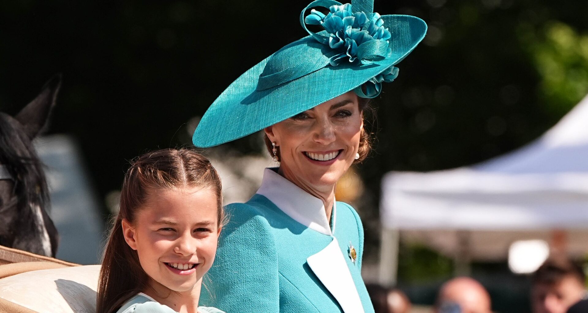 Princess Charlotte twins with mum Kate in teal dresses at Trooping the Colour