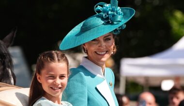 Princess Charlotte twins with mum Kate in teal dresses at Trooping the Colour