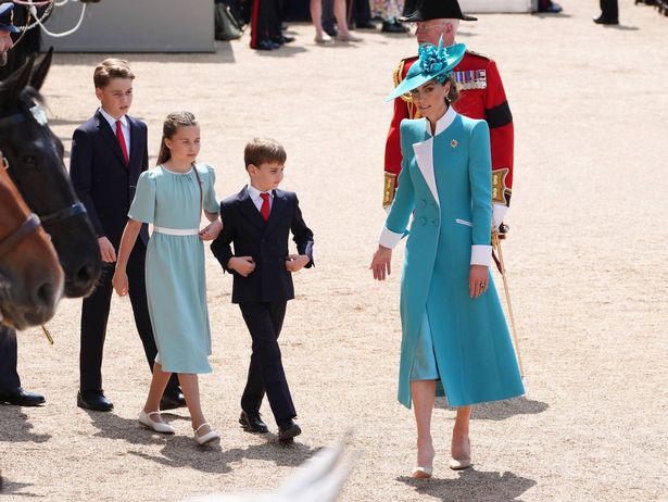 Kate with the children at Horse Guards Parade today