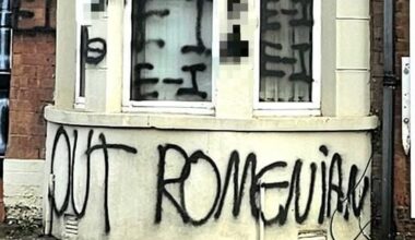 Graffiti daubed on Belfast home targeting Romanian community condemned as police probe ‘hate-motivated criminal damage’