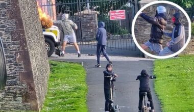 Derry sees third night of violence with traffic light set on fire