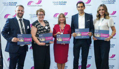 L – R: Asa Gordon, Deputy Principal, The Sandwell Colleges, Helene Dearn, Executive Director Employment and Skills, Health and Communities, West Midlands Combined Authority, Lisa Capper MBE, Principal and CEO, The Sandwell Colleges, Shokat Lal, Chief Executive, Sandwell Borough Council, Emma Brannen, Senior Vice-Principal, The Sandwell Colleges