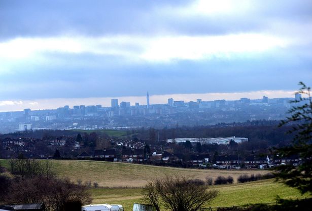 Birmingham city centre seen from Barr Beacon