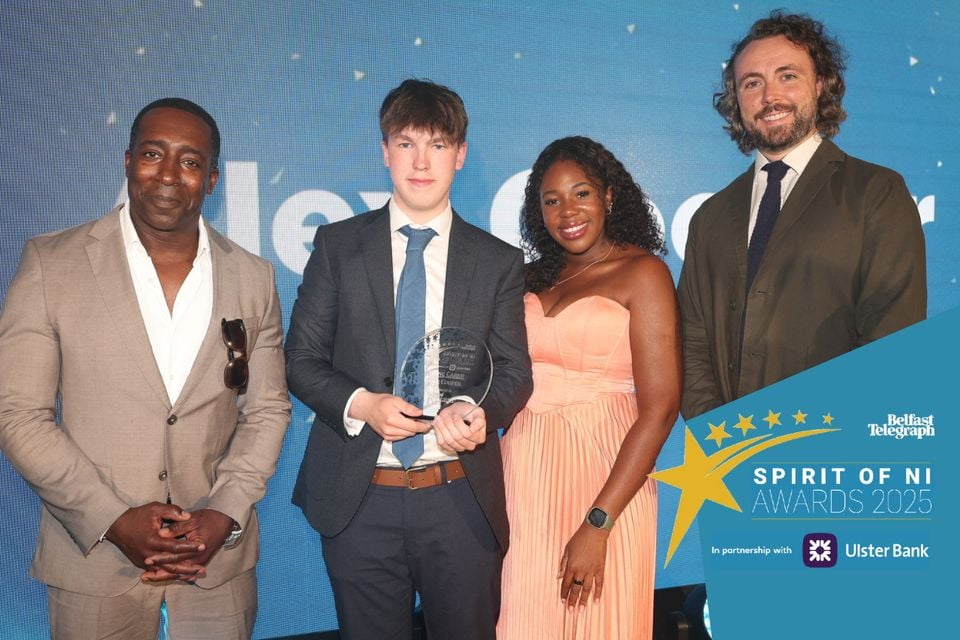 Young Carer Award winner Alex Cooper was presented with his award by Coronation Street duo Channique Sterling-Brown and Vinta Morgan as well as a representative from sponsor Punjana