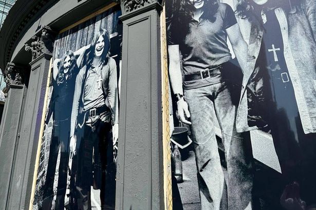 Jim Simpson's pictures have gone up on the front of Station Street pub The Crown