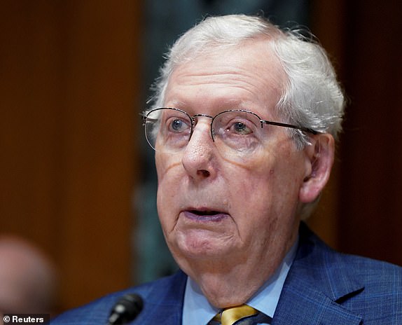 U.S. Senator Mitch McConnell (R-KY) attends a Senate Appropriations Committee hearing on U.S. President Donald Trump's budget request for the Department of Defense, on Capitol Hill in Washington, D.C., U.S., June 11, 2025. REUTERS/Elizabeth Frantz