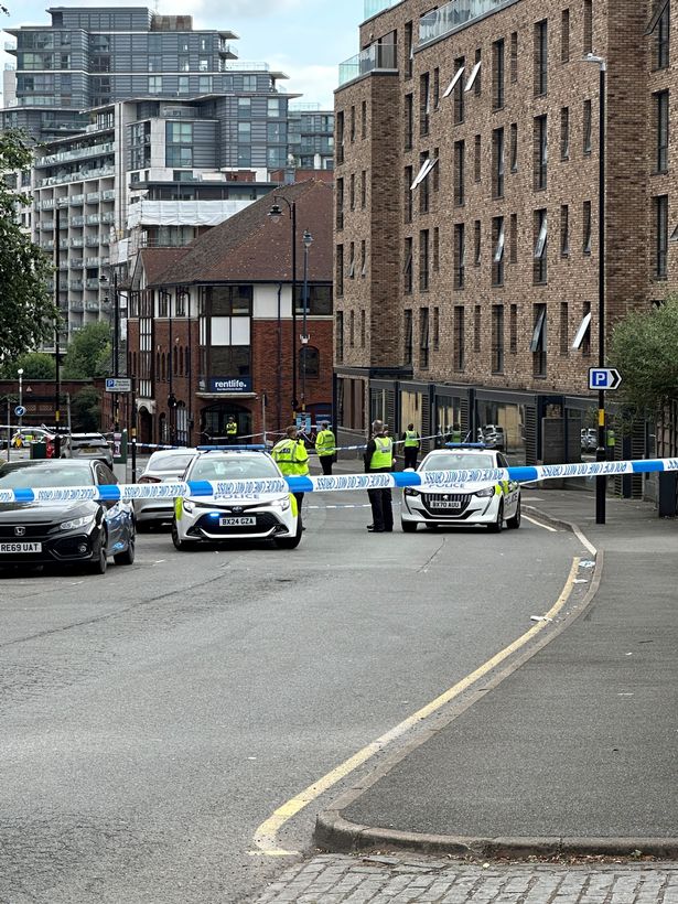 A police cordon in Holliday Street today, June 22, after a man was struck by a car