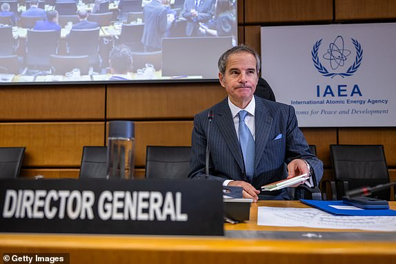 VIENNA, AUSTRIA - JUNE 23: Rafael Grossi, Director General of the International Atomic Energy Agency (IAEA), arrives for an IAEA Board of Governors meeting at the IAEA headquarters on June 23, 2025 in Vienna, Austria. The International Atomic Energy Agency (IAEA) Board of Governors is convening a meeting at the agency's headquarters to discuss the situation in Iran, following strikes by the United States on June 22, which targeted nuclear facilities in Iran. (Photo by Christian Bruna/Getty Images)