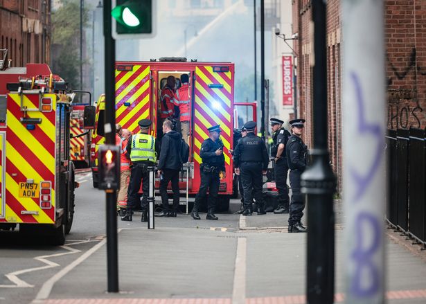 Fire service crews at the scene of the dramatic blaze