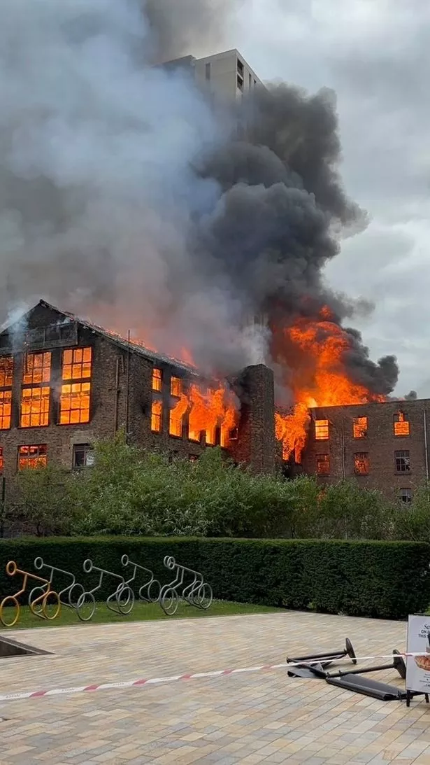 The dramatic blaze started on Monday evening