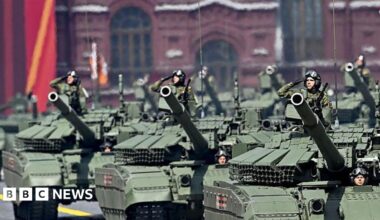 Russian tanks in Red Square, Moscow, last month