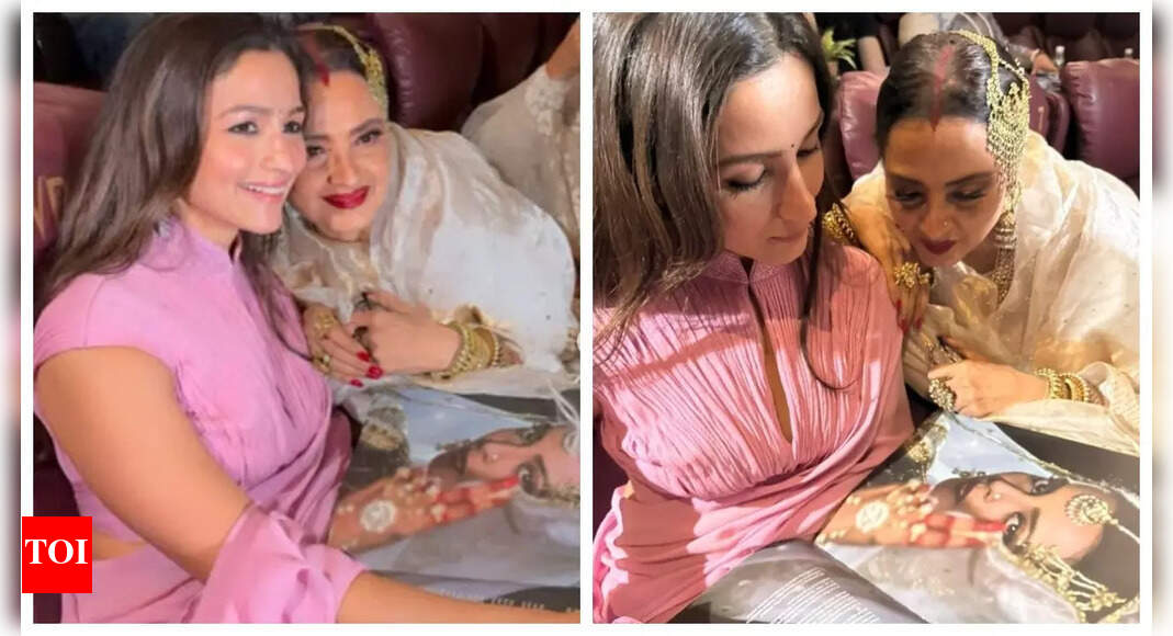 Alia Bhatt strikes a pose with Rekha as she recreates her Silsila look at Umrao Jaan screening: 'There never, was, is or will ever be another like you' |