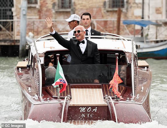 VENICE, ITALY - JUNE 27: Jeff Bezos sighting during the Jeff Bezos and Lauren Sanchez Wedding on June 27, 2025 in Venice, Italy. (Photo by Ernesto Ruscio/GC Images)