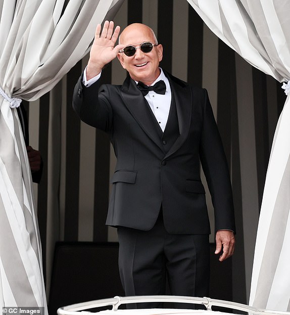 VENICE, ITALY - JUNE 27: Jeff Bezos leaves the Aman Hotel during the Jeff Bezos and Lauren Sanchez Wedding on June 27, 2025 in Venice, Italy. (Photo by Ernesto Ruscio/GC Images)