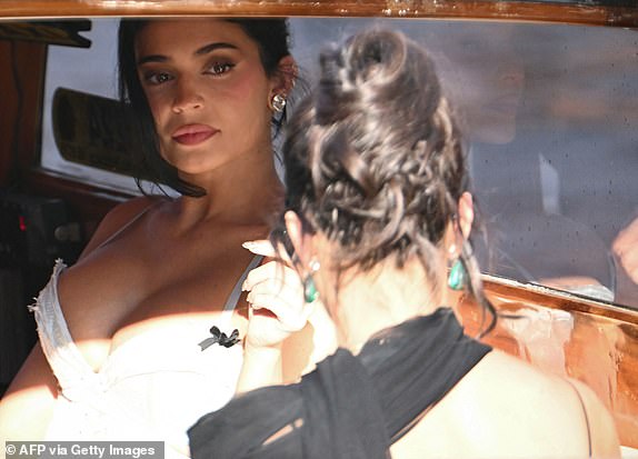 US Kylie Jenner leaves the Gritti Palace Hotel on the wedding day of Amazon founder Jeff Bezos with Lauren Sanchez, in Venice on June 27, 2025.  (Photo by Stefano Rellandini / AFP) (Photo by STEFANO RELLANDINI/AFP via Getty Images)