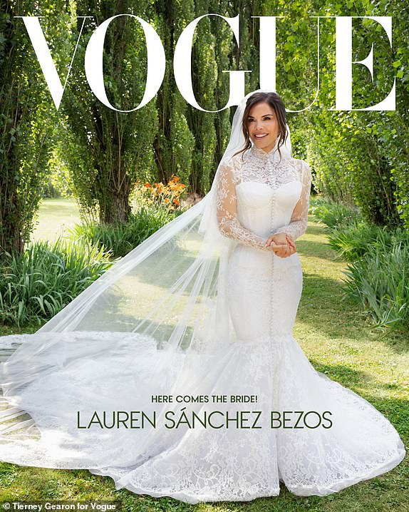 14854725 Lauren Sanchez stuns in XX wedding dress as she arrives at Venice ceremony to marry Jeff Bezos VOGUE'S JUNE DIGITAL COVER IS LAUREN SÁNCHEZ BEZOSLauren Sánchez Bezos began envisioning her wedding dress more than eighteen months ago during an intimate dinner in New York with designer Domenico Dolce. The collaboration culminated in a custom Dolce & Gabbana gown featuring a high-necked silhouette adorned with 180 silk chiffon-covered priest buttons, paired with a delicate tulle-and-lace veil-an homage to the iconic look worn by Sophia Loren in the 1958 film Houseboat."What started as a vision for a simple, modern, and sexy dress evolved into something deeply personal-something that captures a moment and reflects who I am today," said Sánchez Bezos. "It's a departure from what people might expect, but it feels authentically me."For the full cover story, go to Vogue.com.Writer: Chloe MallePhotographer: Tierney GearonFashion Editor: Tabitha Simmons