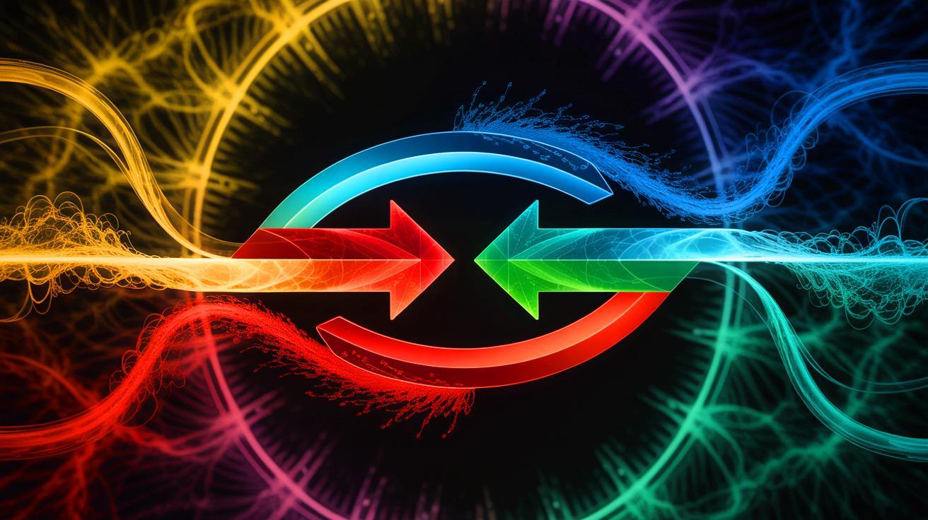 Illustration of the dual arrows of time in open quantum systems. Image generated by AI.