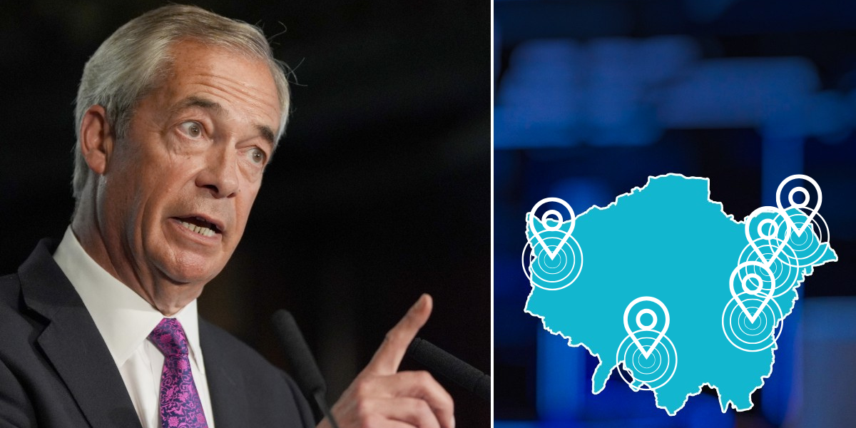 Five London boroughs MAPPED where Nigel Farage is set to deal 'a lot of damage' to Labour and Tories