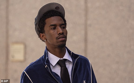 King Combs, son of Sean Combs, arrives at court on Monday, June 30, 2025, in New York. (AP Photo/Yuki Iwamura)