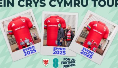Giant Cymru shirt stopping in Tenby as part of Wales tour