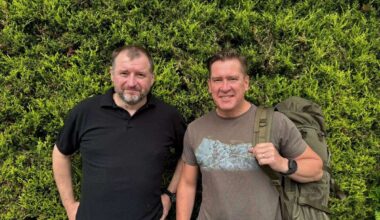 Darren Parkin and Giles Cleeve walk from London to Stratford for Birmingham Children’s Hospital where mayor’s daughter Alannah had vital heart op