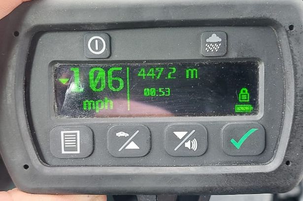 Speed gun showing 106MPH