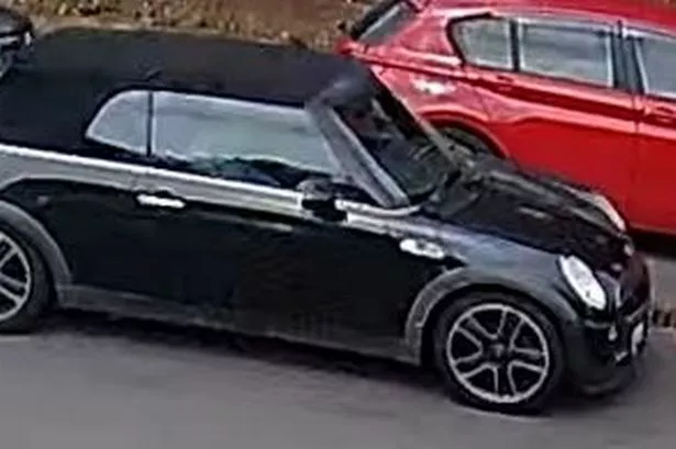 The black Mini Cooper believed to have been stolen from a property the previous day.