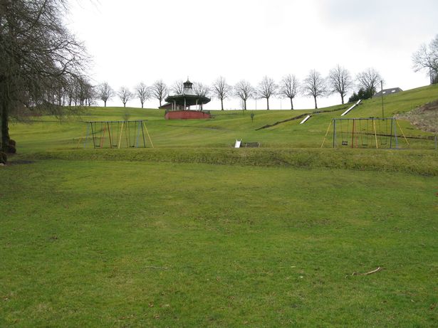 A picture of the bandstand at the Alexander Hamilton Memorial Park