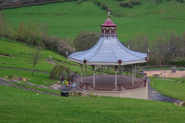 A picture of the bandstand at the Alexander Hamilton Memorial Park