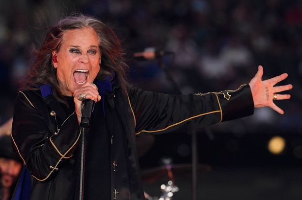 Musician Ozzy Osbourne performs during half-time of the NFL game between the Los Angeles Rams and the Buffalo Bills at SoFi Stadium on September 08, 2022 