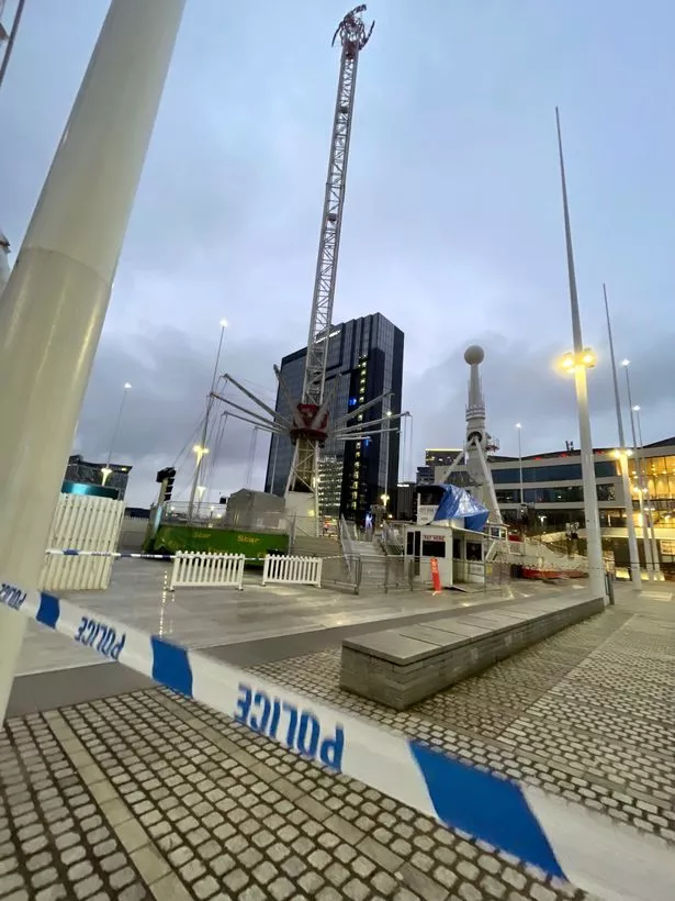 The  City Flyer fairground ride in Birmingham, after two people were taken to hospital after an incident on the ride. 