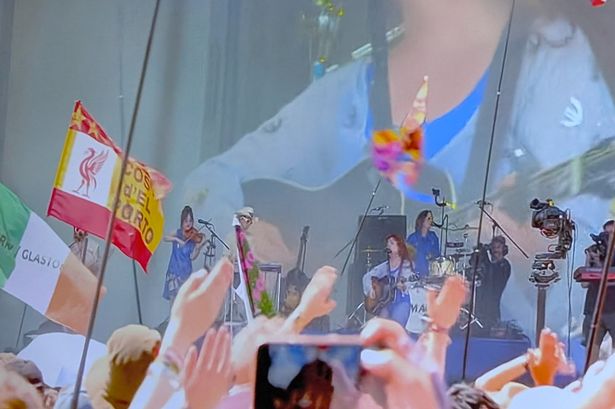 Callum's 'Costa d'El Porto' flag was spotted flying high at the Glastonbury festival