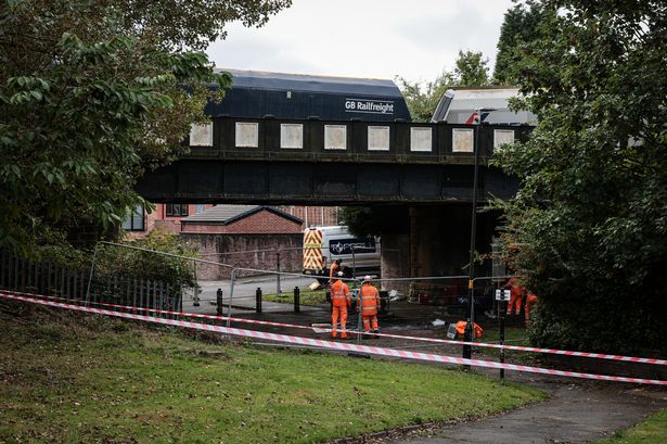 Network rail teams begin to the groundwork on Sidmouth street, Audenshaw